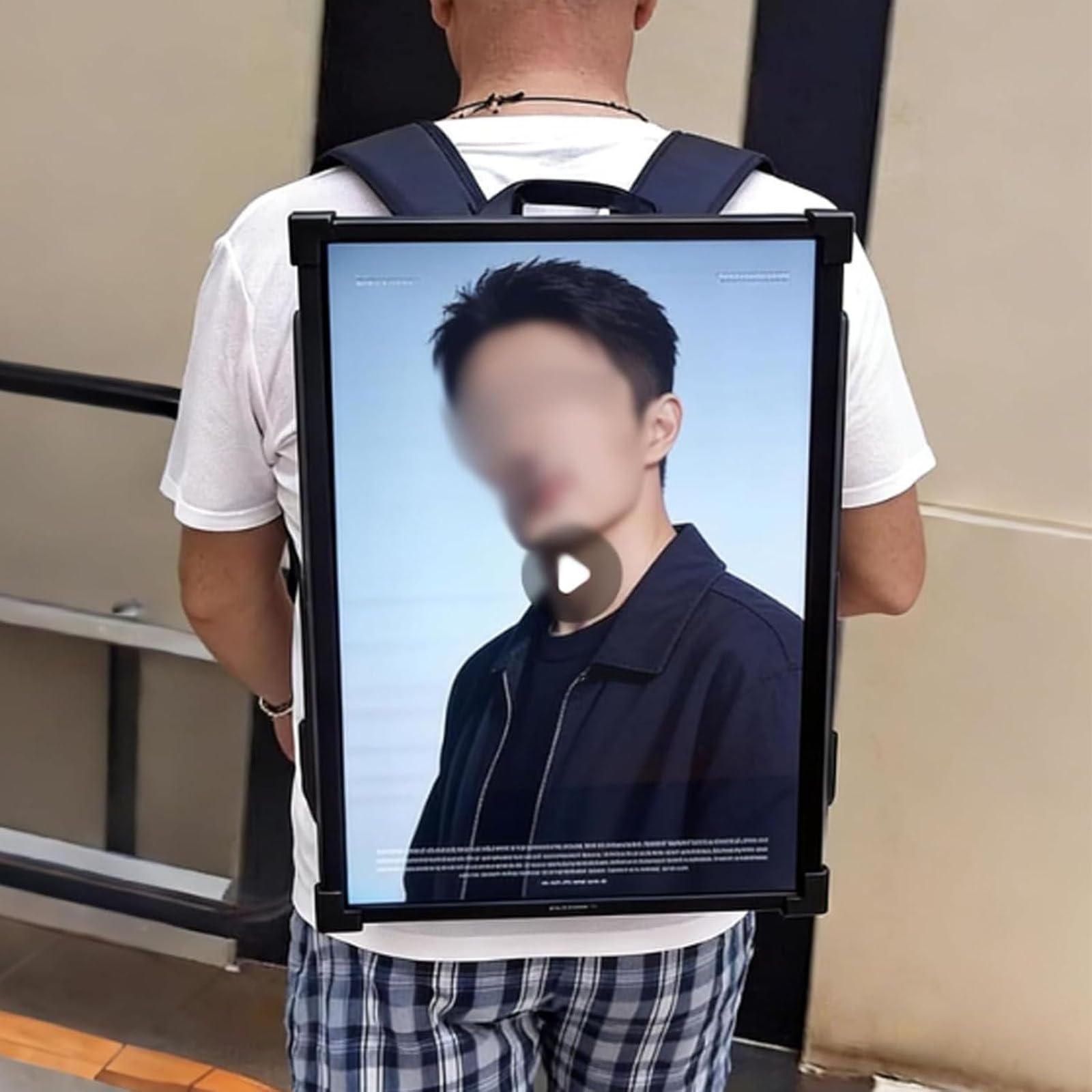 Atwynd 21.5" Waterproof Advertising Backpack, 400nits High Brightness LCD Digital Signage Backpack, Human Walking Backpacks Digital Billboard with WIFI/USB Input, Auto ADs Playback USB