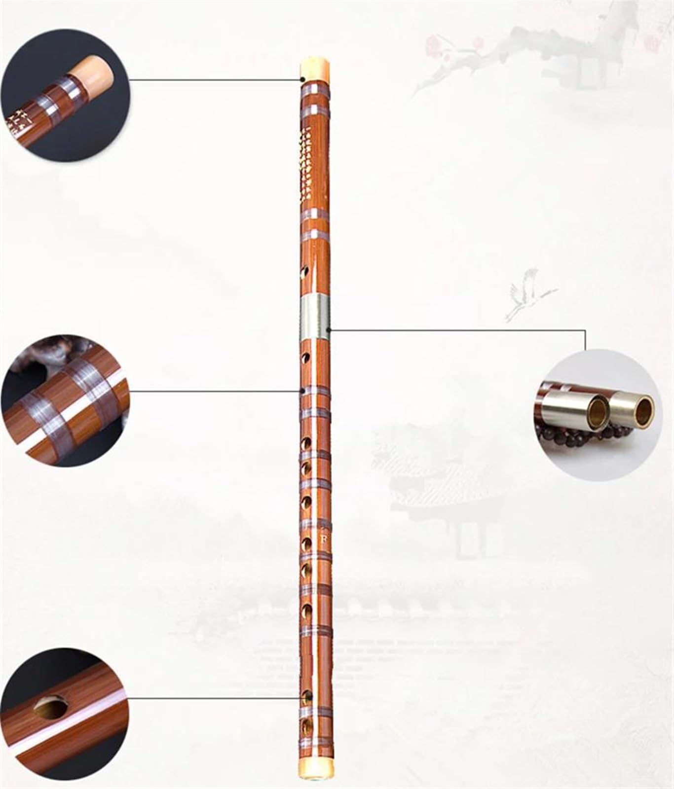 Flauto Di Bambù Flauto di bambù cinese Strumento Flauto traverso Flauto professionale Flauto a doppia sezione Giunto in rame bianco