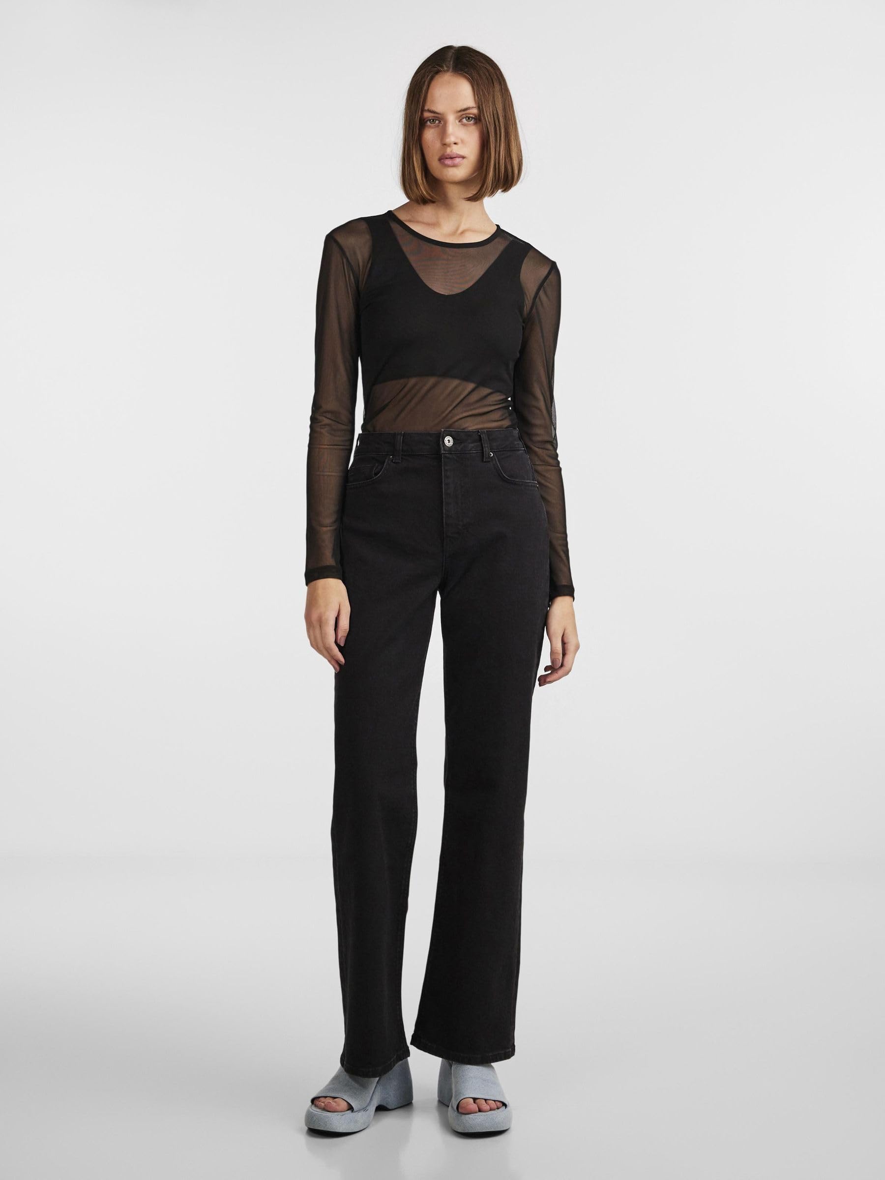 PIECES - Pcholly HW Wide Jeans BLC Noos BC, Jeans Donna