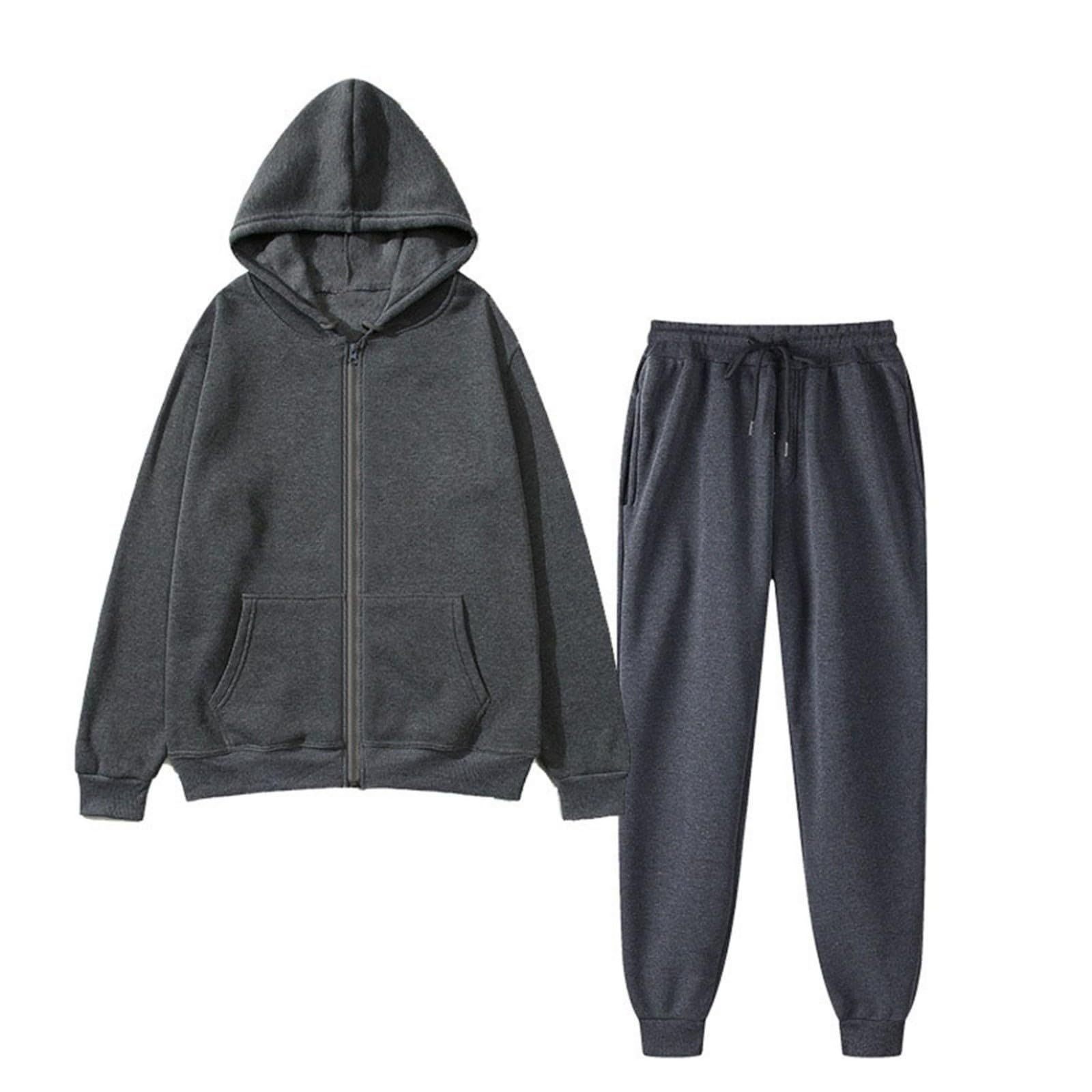 Ensemble de sport pour femme - Vêtements de fitness - Survêtement pour | Survêtement avec fermeture éclair et poches - Couleur unie - Pantalon de loisirs - Survêtement à capuche surdimensionné