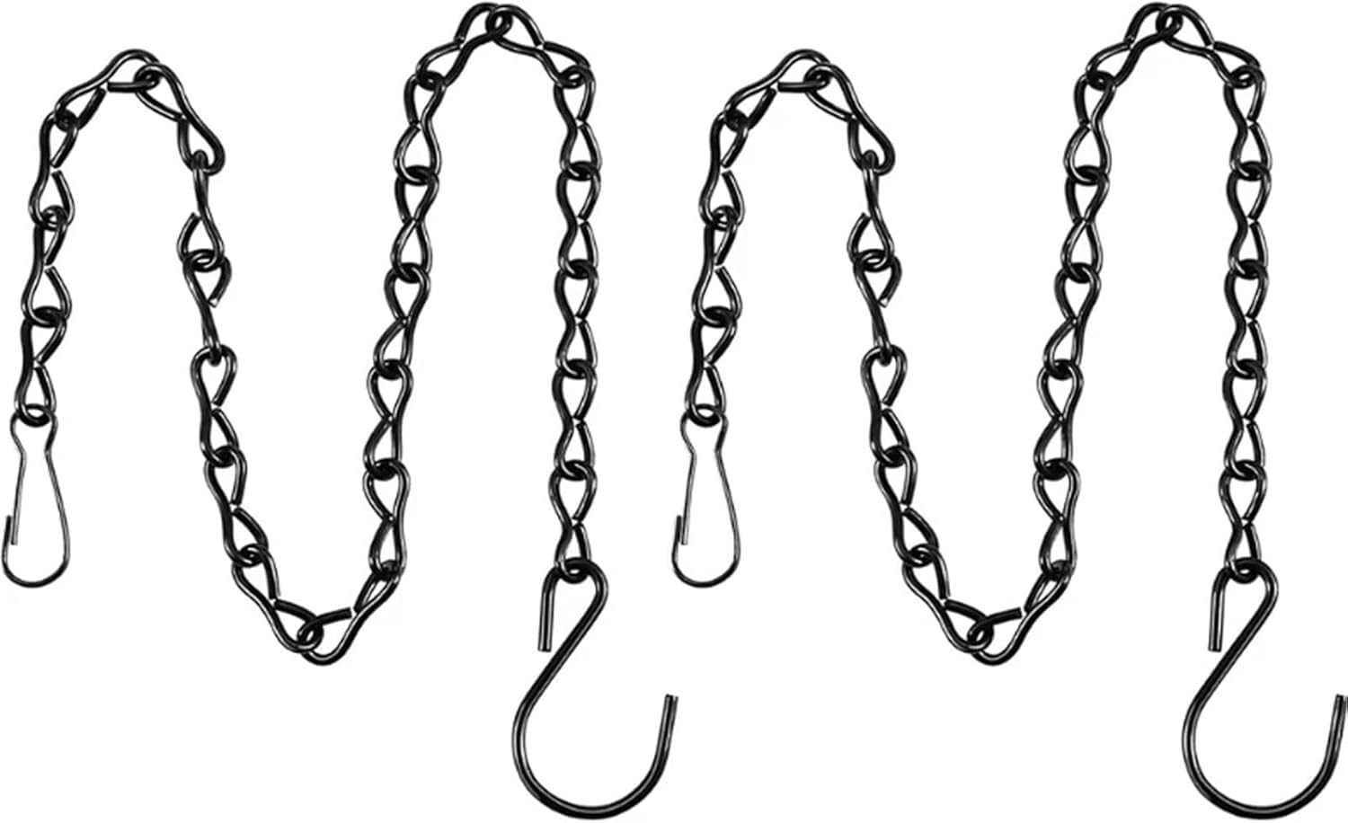 Vakorise Chains with Hooks, 2 Pcs Pot Lantern Ornament Chains with Hooks, Black/Silver, 24/50/90cm(Black,90cm)