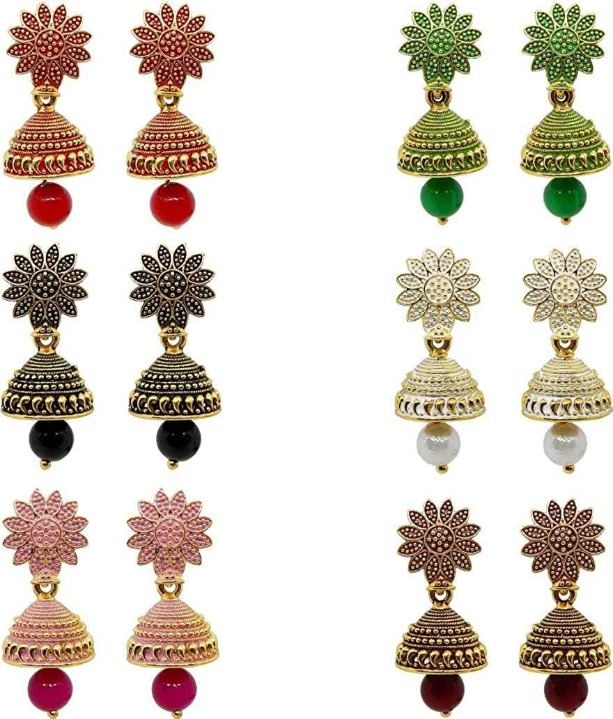 SubhagAlankar Traditional Golden Metal jhumki Earrings Set of 6 for women (B08R6KKGB7) Amazon Price History, Amazon Price Tracker