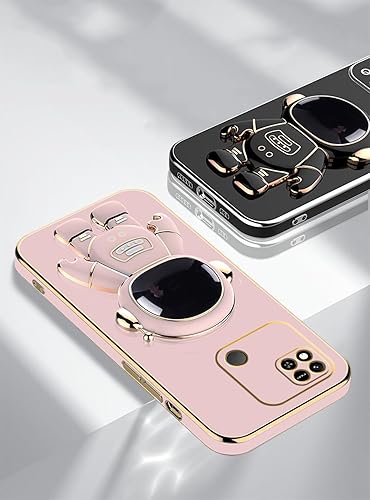 Miniatura 2 de Funda compatible con Redmi 10A con soporte de dibujos animados de astronauta creativo, rosa, Xiaomi Redmi 10A, funda de teléfono de silicona a