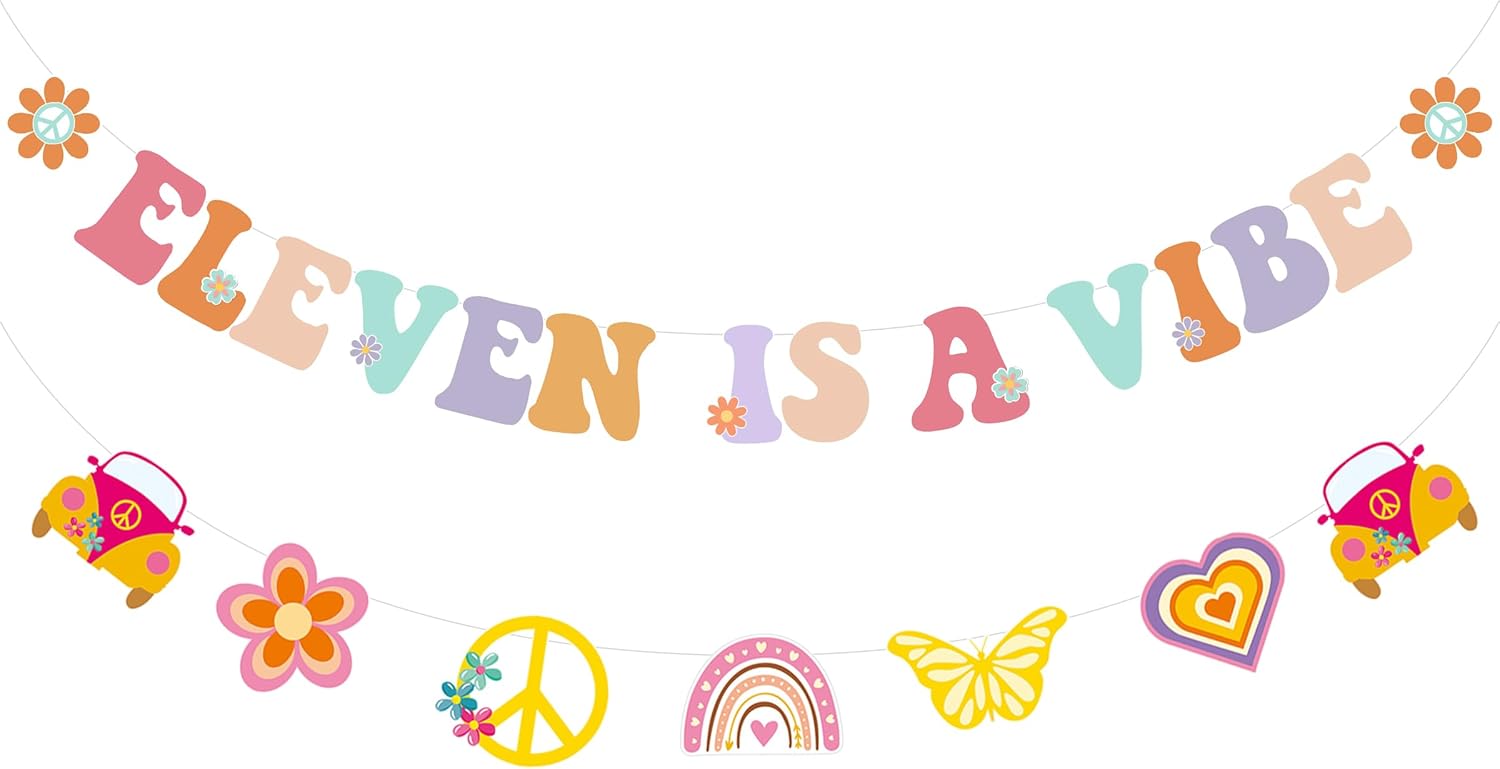 Sursurprise Ten Is A Vibe Birthday Decorations, Ten Is A Vibe Banner, Retro Boho Hippie Banner for Groovy 10th Birthday Party Supplies