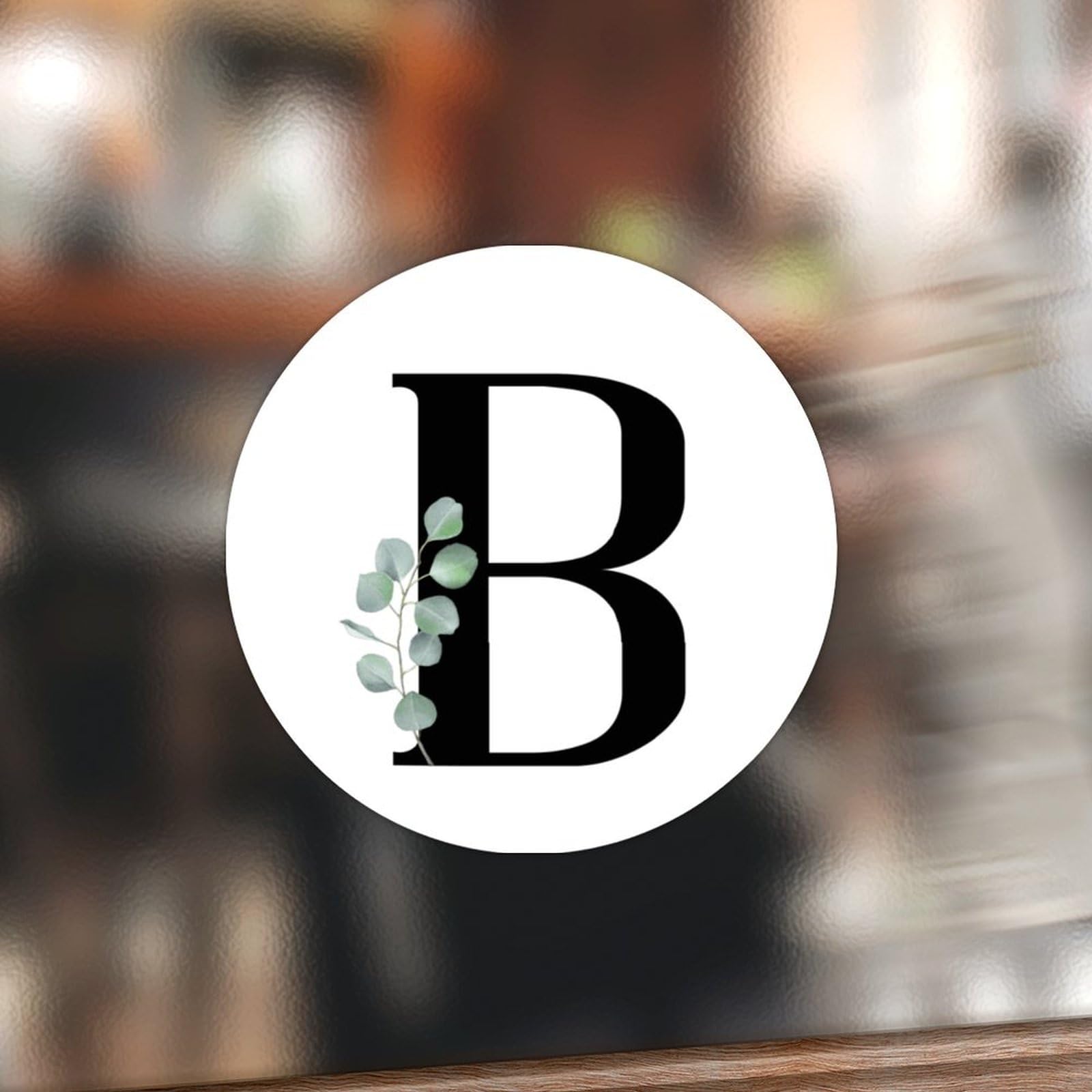 SwavecatGreen Flower Monogram Label Stickers Personalized Last Name Sticker Initial Letter B with Floral Vinyl Round Label for Baking Card Gift Wrapping Envelope Craft Making 4inch 50PCS