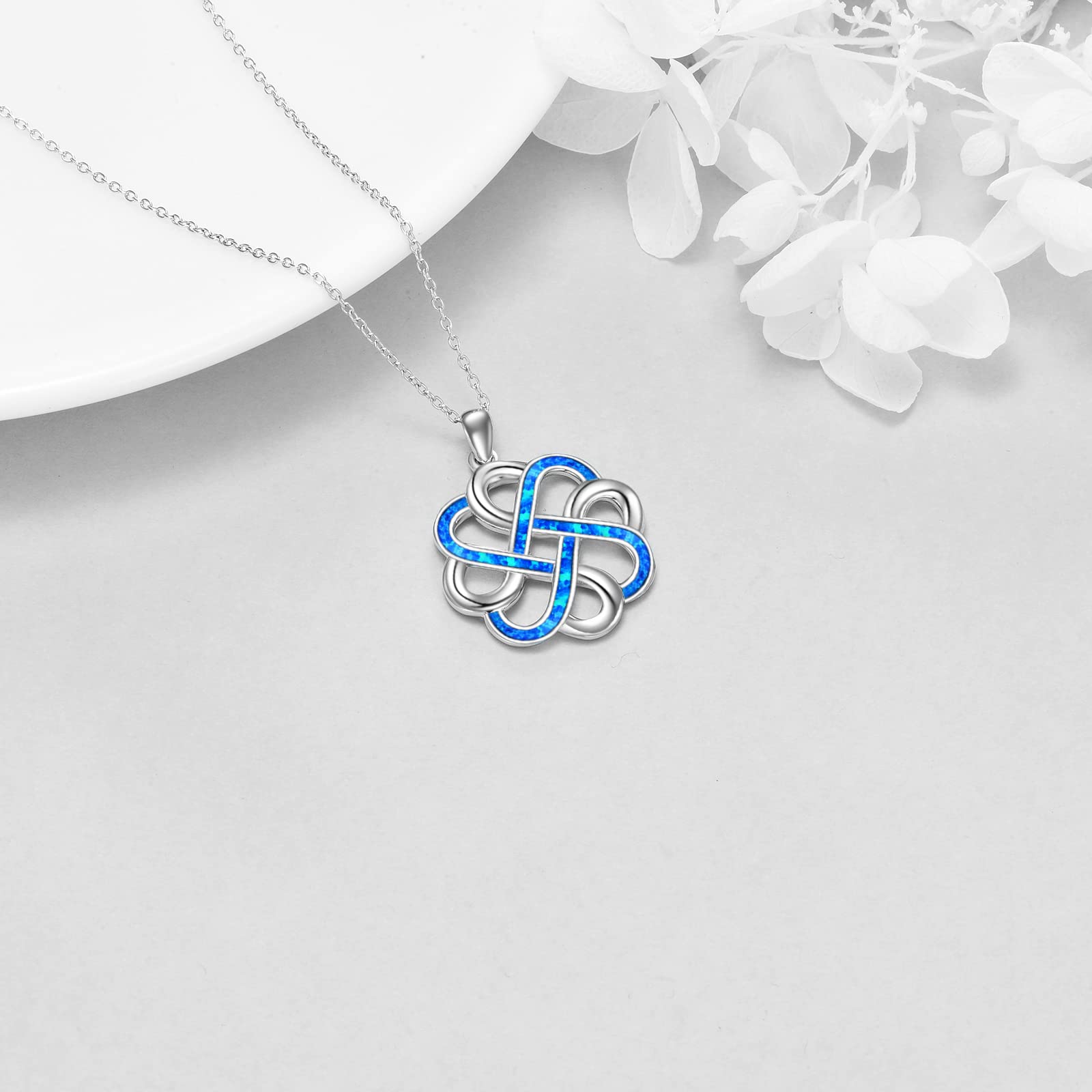 YFN Keltischer Knoten Halskette Sterling Silber Keltisch Anhänger Kette Schmuck Geschenke für Damen Mädchen