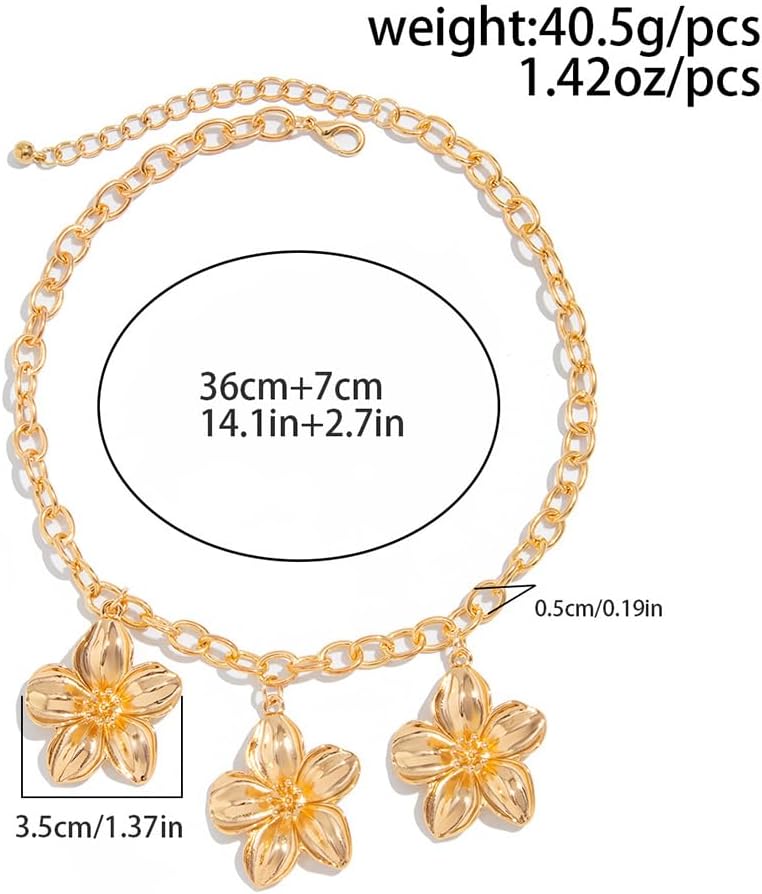 Trendy Gold Flower Choker Chain Necklace for Women Statement Exquisite Floral Silver Flowers Pendant Necklaces Y2k Party Jewelry Gifts Prom Accessories - Image 2