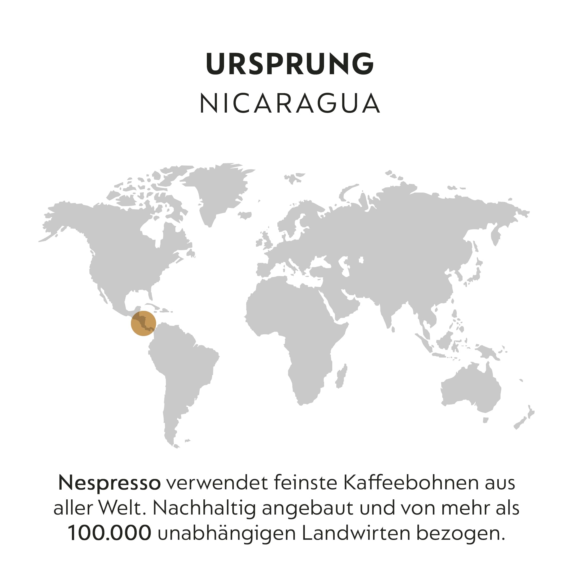 NESPRESSO ORIGINAL Nicaragua 100 Kaffeekapseln | Arabica Kaffee aus Nicaragua, Mittlere Röstung, Intensität 5, Ideal für Espresso & Lungo