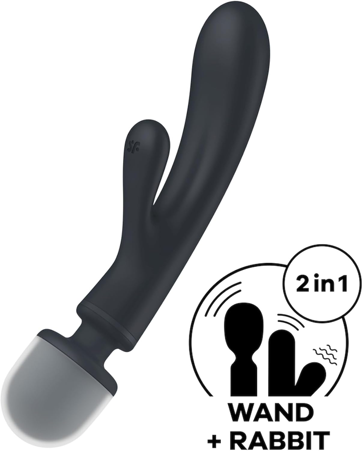 Satisfyer Triple Lover vibrator with '2 in 1 Wand + Rabbit' graphic