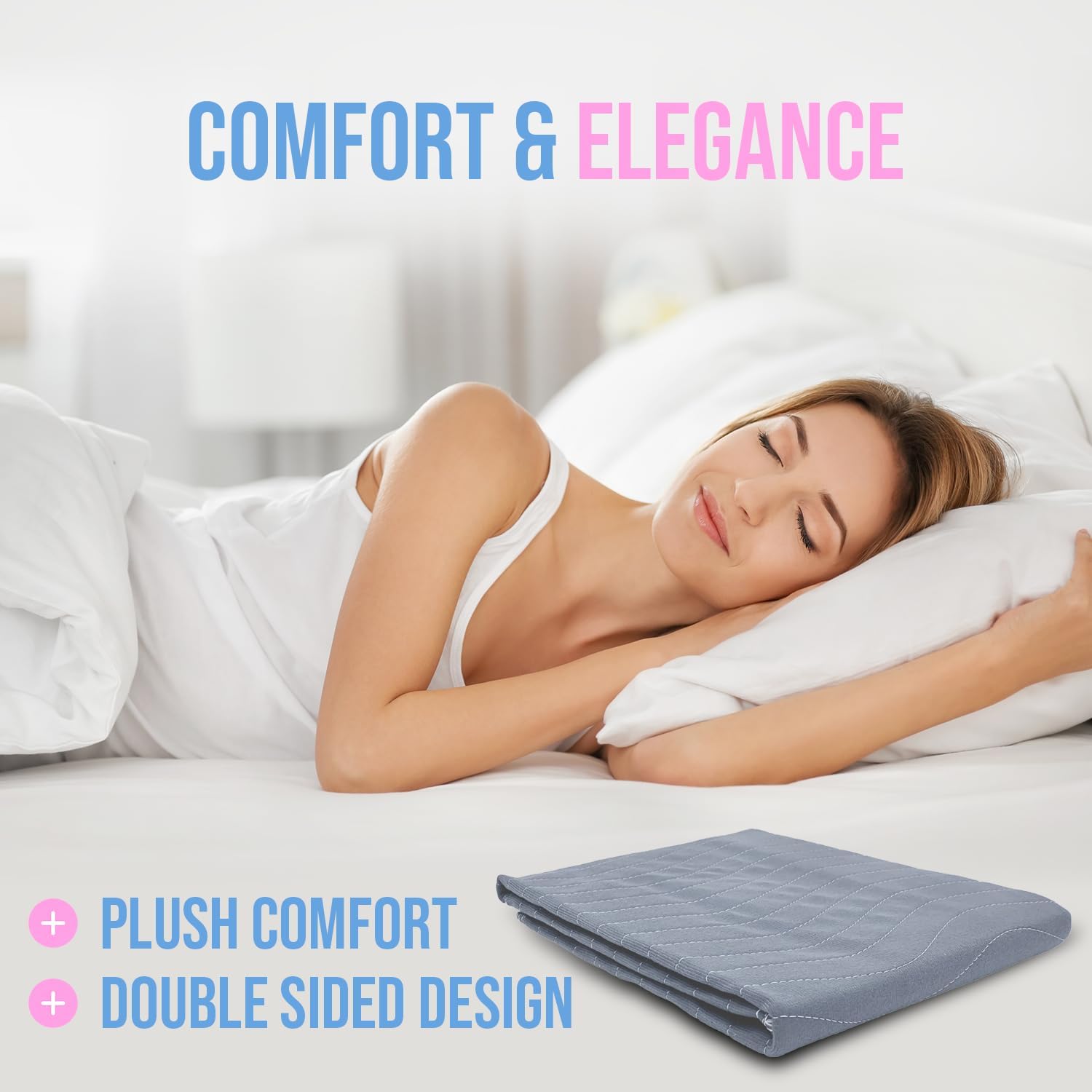 Washable Underpads 31" x 36" (Pack of 4) Incontinence Bed Pads, for Kids, Adults, Elderly and Pets, Heavy Absorbency, Waterproof, Reusable