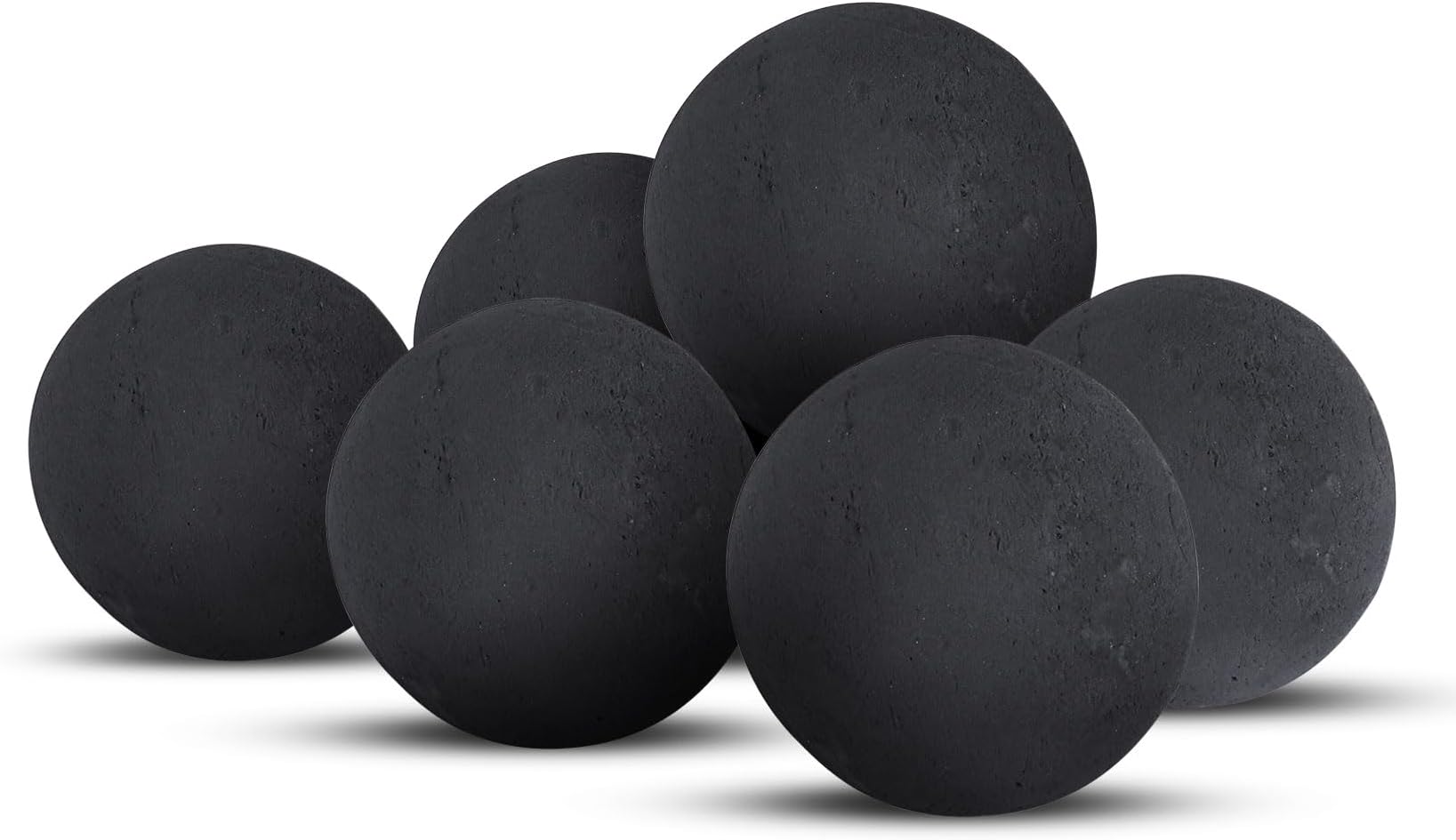 Ceramic Fire Balls, 5 Inch Set of 6 Round Fire Stones Reusable Fireballs for Indoor Outdoor Decor Fire Pits or Fireplace, Black