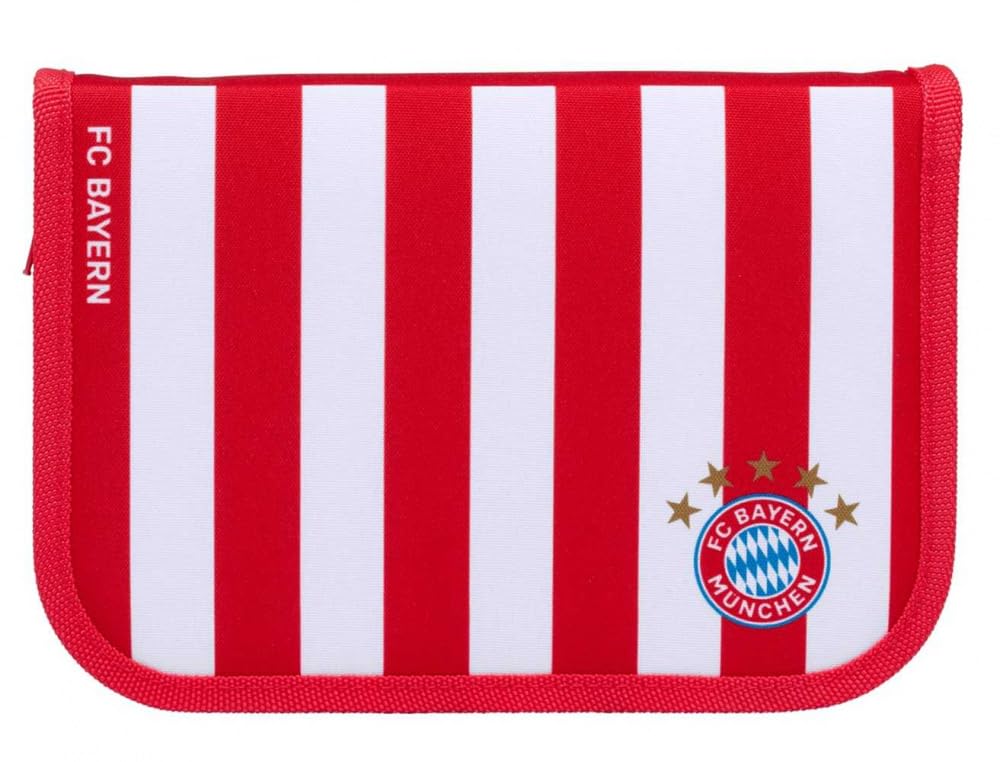 FC Bayern München Federmappe - Streifen - rot-weiß Schüleretui gefüllt FCB