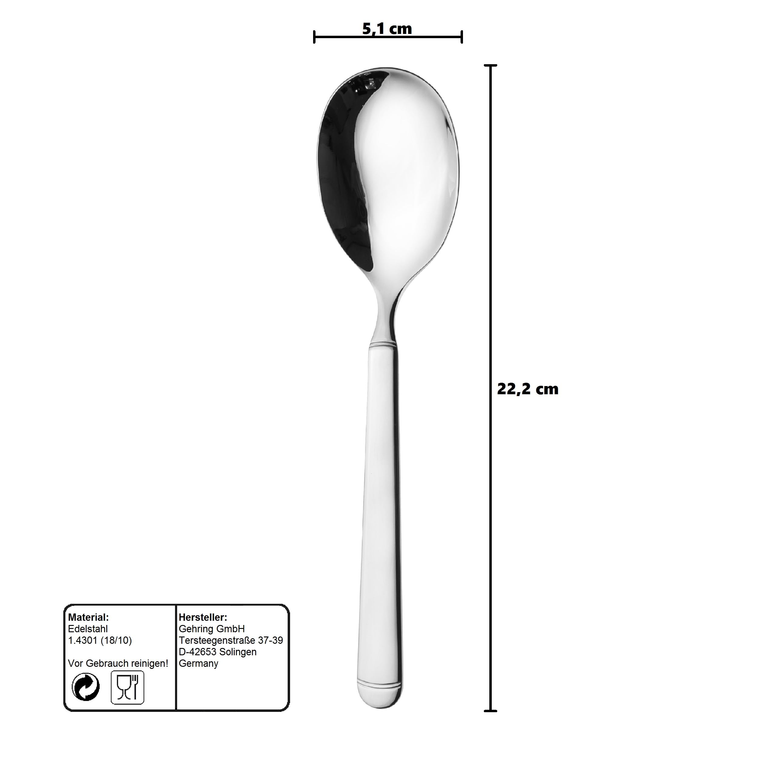 SOLINGEN| Gehring Set di 2 cucchiai da portata, in acciaio inox, 18/10 | Made in Germany