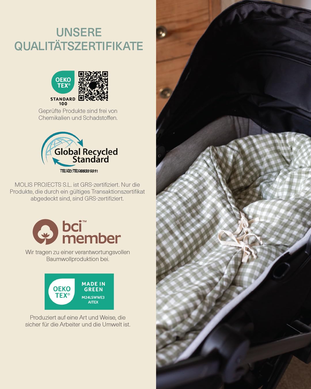 molis&co - Babyfußsack Baby Fußsack Winterfußsack - 100% Oeko-TEX Materialien - Winddichter fußsack Kinderwagen Autumn (TOG 2.5) - passend für alle Kinderwagen