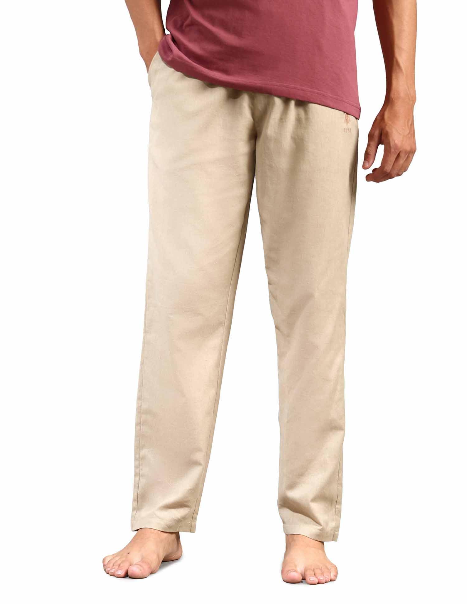 Relaxed Fit Cotton Linen OELP8 Lounge Pants - Pack Of 1 (Caramel Café)