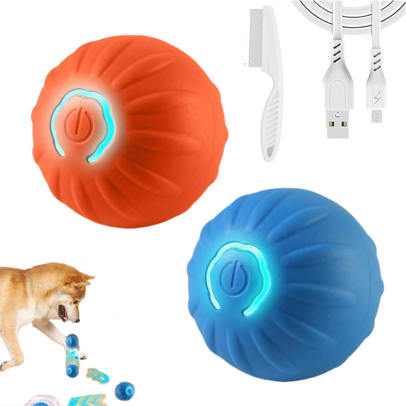 Jijikomore Smart Jumping Ball for Dogs, Interactive Dog Toy That Moves On Its Own, Vibrating Dog Ball 2PCS (protrude Style)
