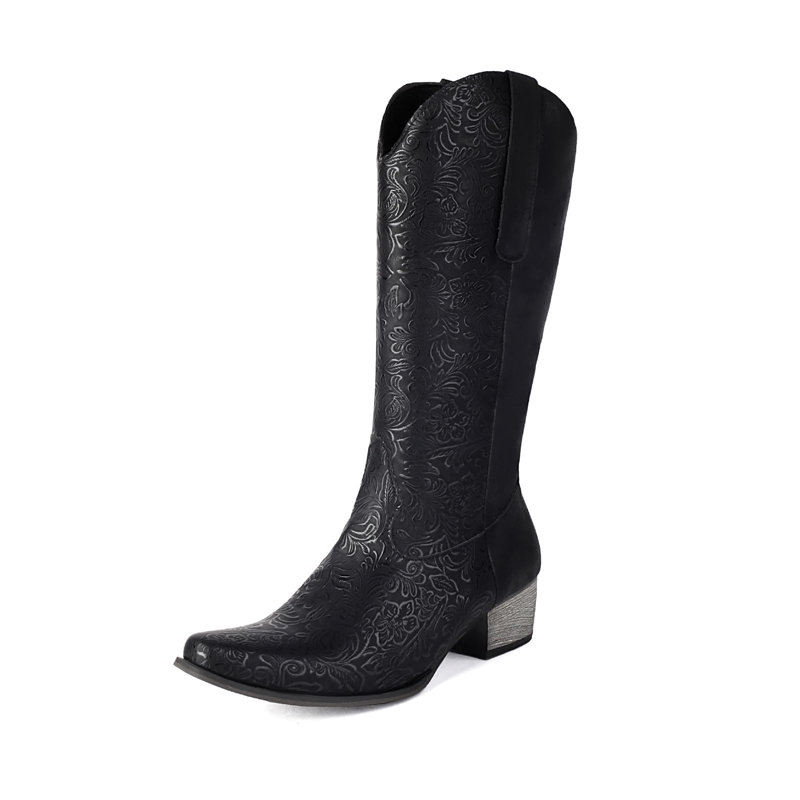 4.5CM Dicke Ferse High-Top Ritter Stiefel für Frauen V-Ausschnitt All-Match High-Heeled Western Cowboy Stiefel