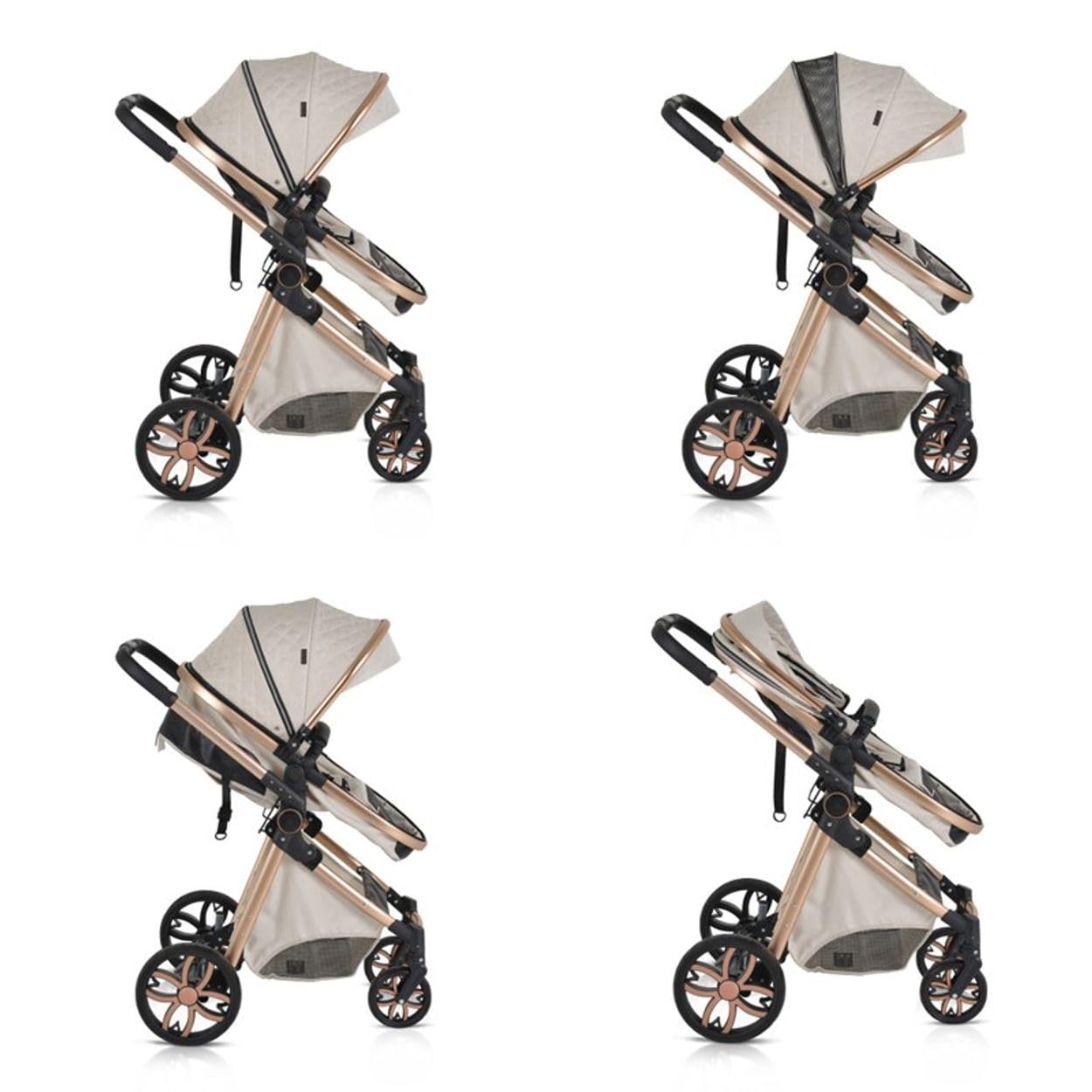 Moni Kinderwagen Alma Sportsitz Tragetasche umbaubar Wickeltasche Sitz umkehrbar beige