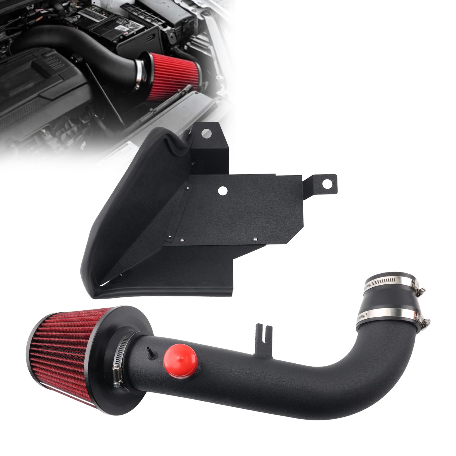 Photo 1 of Cold Air Intake with Heat Shield Fit for 2.0L&1.8L Turbo Gas MK7 Golf GTi Alltrack SportWagen Jetta GLi, 2019-2020 Ar-teon 1.8L Turbo GAS Engine