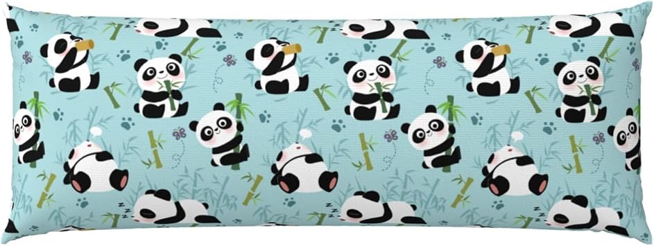 Pandas Body Pillow Pillowcase Cover for Adults Women Men Long Body Pillow Case Cover with Zipper 20"x54"
