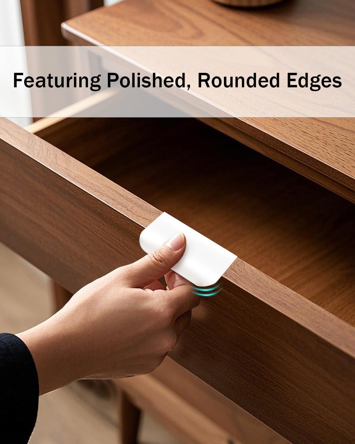 6 Pack Edge Pulls for Cabinets, 3-1/8" Self Adhesive Cabinet Pulls, Adhesive Cabinet Handles Drawer Edg e Pulls, Finger Pulls for Cabinets, Kitchen Concealed Seam Flat Drawer Handles, (Matte White)