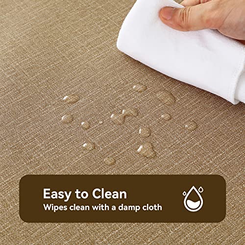 Image of Romanstile 100% Waterproof PVC Tablecloth, Rectangle Oil Spill Proof Stain Resistant Vinyl Table Cloth, Wipe Clean Plastic Table Covers for Kitchen /Dining /Parties - 54 x 78 Inch, Caramel