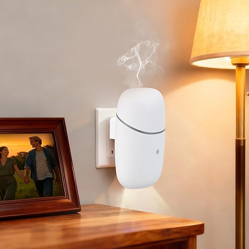 Difusor de aceite esencial sin agua, difusor de aroma de aire, pequeña máquina difusora de aromaterapia con luz nocturna para el baño, sala de