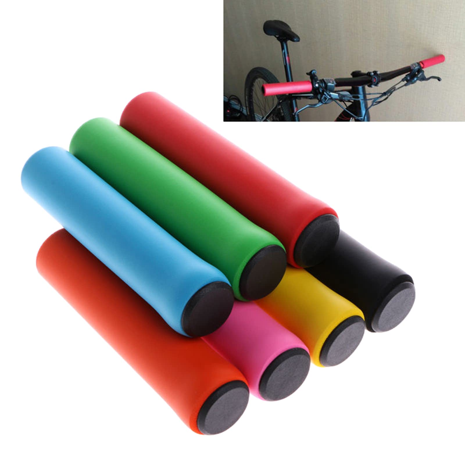 JSGHGDF Bike Handlebar Grips Bicycles Handle Locking Mountain Bike Grips Shock-Proof Silicone Bike Grips with End Plugs