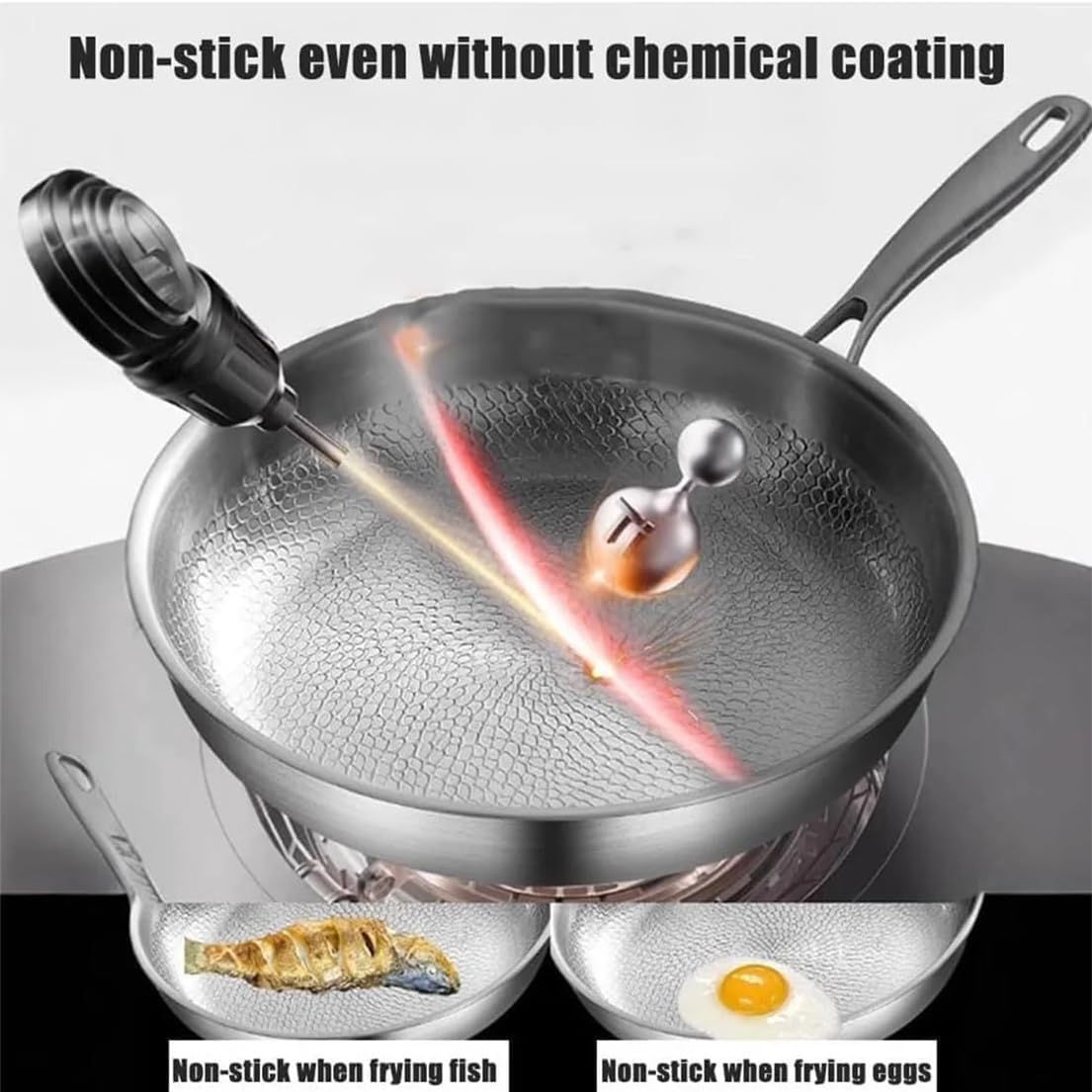 Titanium Pan, Titanium Pro Pan, Non-stick Without Coating Titaniums Pro Cookware, TItanium Hammered Frying Pan for All Stovetops (11.02 in / 28 cm (With Lid))