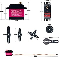 Vista 4 de 4 piezas DSSERVO DS3225MG 55.1 lbs Servos digitales de engranaje de metal impermeable, servo RC de alto torque de 180 grados con brazo servo 25T