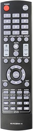 ZdalaMit NS-RC9DNA-14 Reemplazo remoto para Insignia TV NS-20ED310NA15 NS-24DD220NA16 NS-24ED310NA15 NS-24ED310NA15B NS-28DD220NA16 NS-28DD310NA15