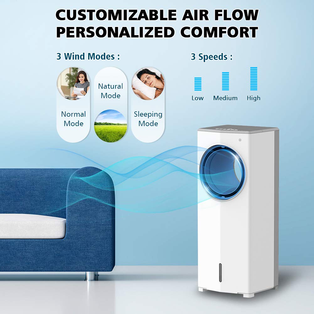 3 In 1 Evaporative Air Cooler, LifePlus Portable Bladeless Cooling Fan
