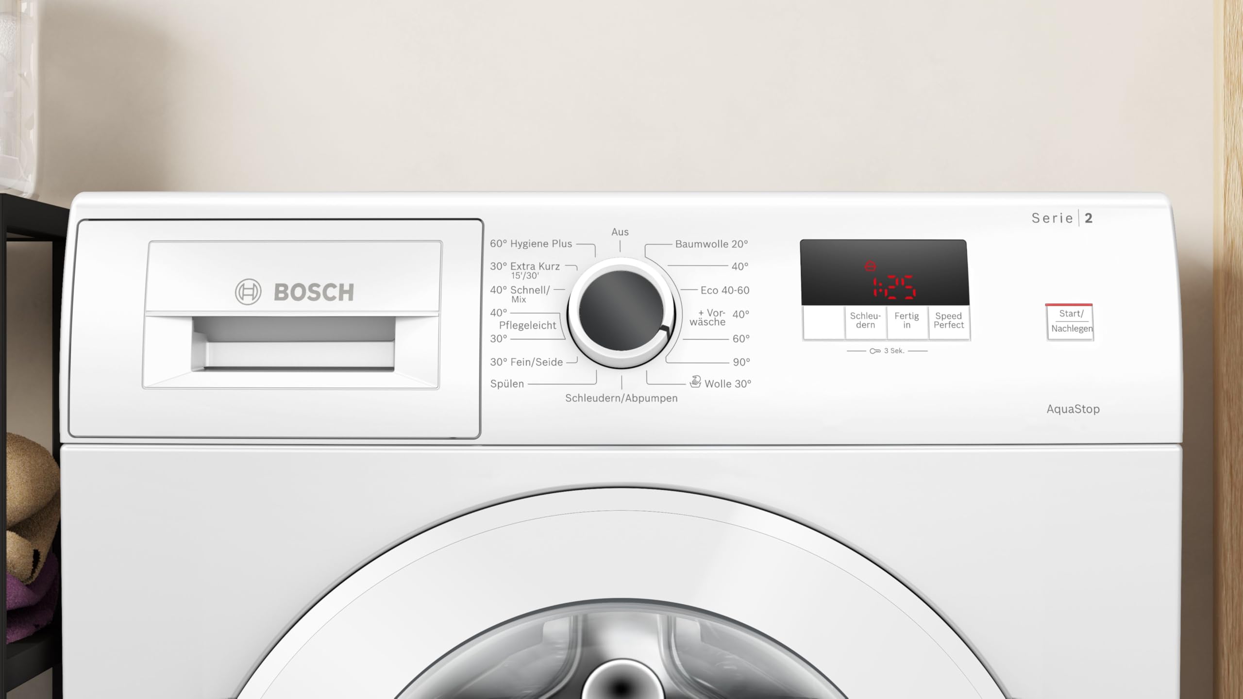Bosch Serie 2 Waschmaschine 7 kg 1400 UpM ActiveWater WGE02471 | Intelligente Active Water Plus Mengenautomatik, tiefenreines Hygiene Programm, Knitterschutz, intuitive Touch-Bedienung