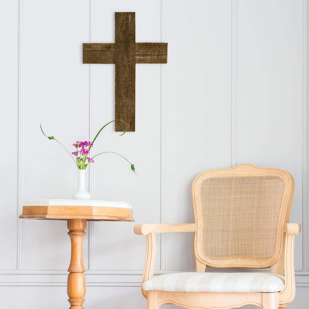 Ekena Millwork DECR020X036X1500CRSRD Vintage Farmhouse Cross, Barnwood Decor Collection, 20"W x 36"H x 1 1/2"D, Salvage Red