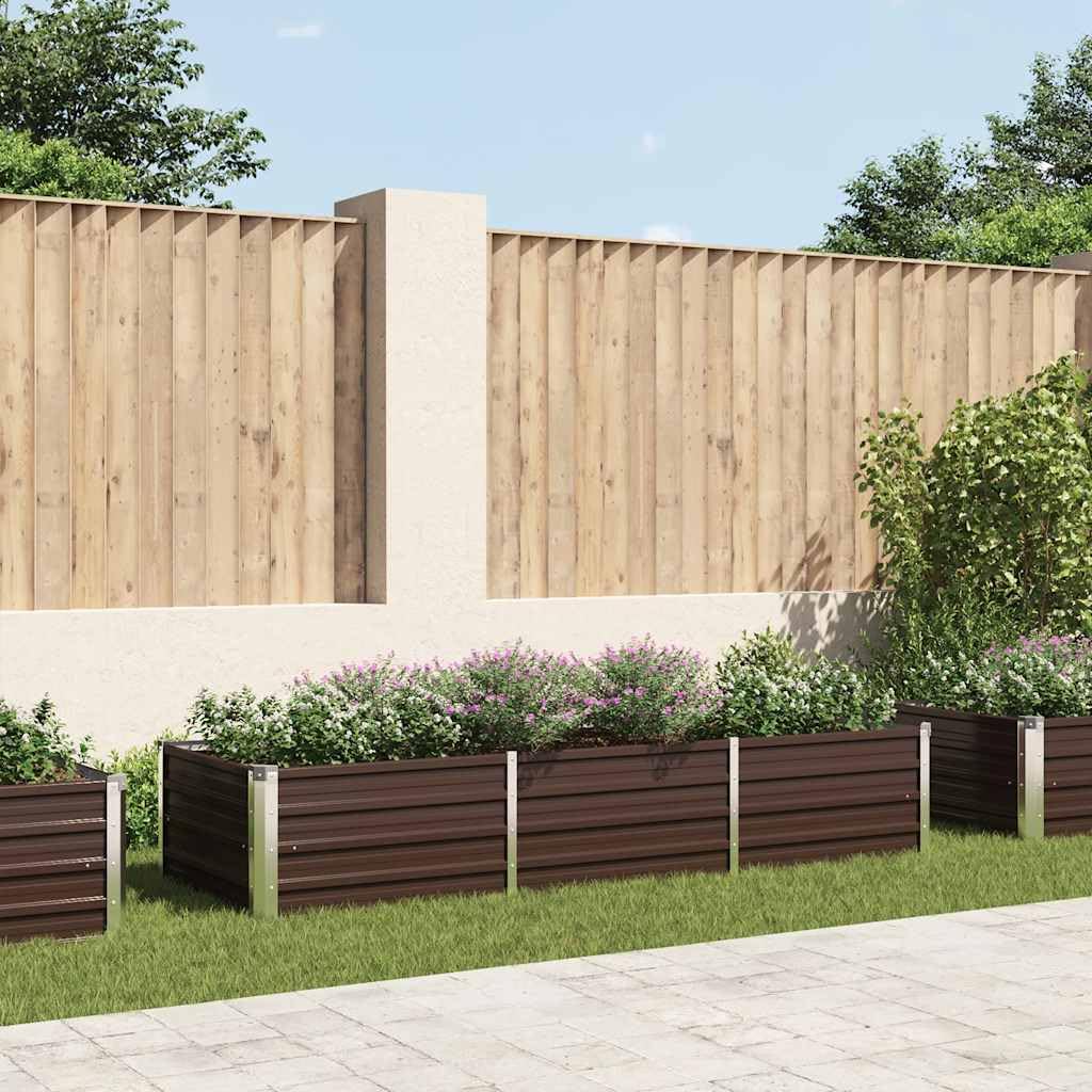 Letto Rialzato da Giardino 240x80x45 cm Orto in Acciaio Marrone | Vasca rettangolare in acciaio per orto e fiori, adatta per organizzare gli spazi verdi in giardino, patio o balcone