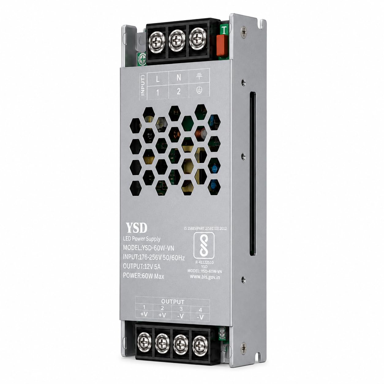 YSD 12 Volt 5 Ampere 60 Watt SMPS for LED Signage, Strip Lights, Decorative Lighting, CCTV Surveillance, Industrial Automation (Pack of 1 Piece) (5 AMPS 12V) — Amazon image 3