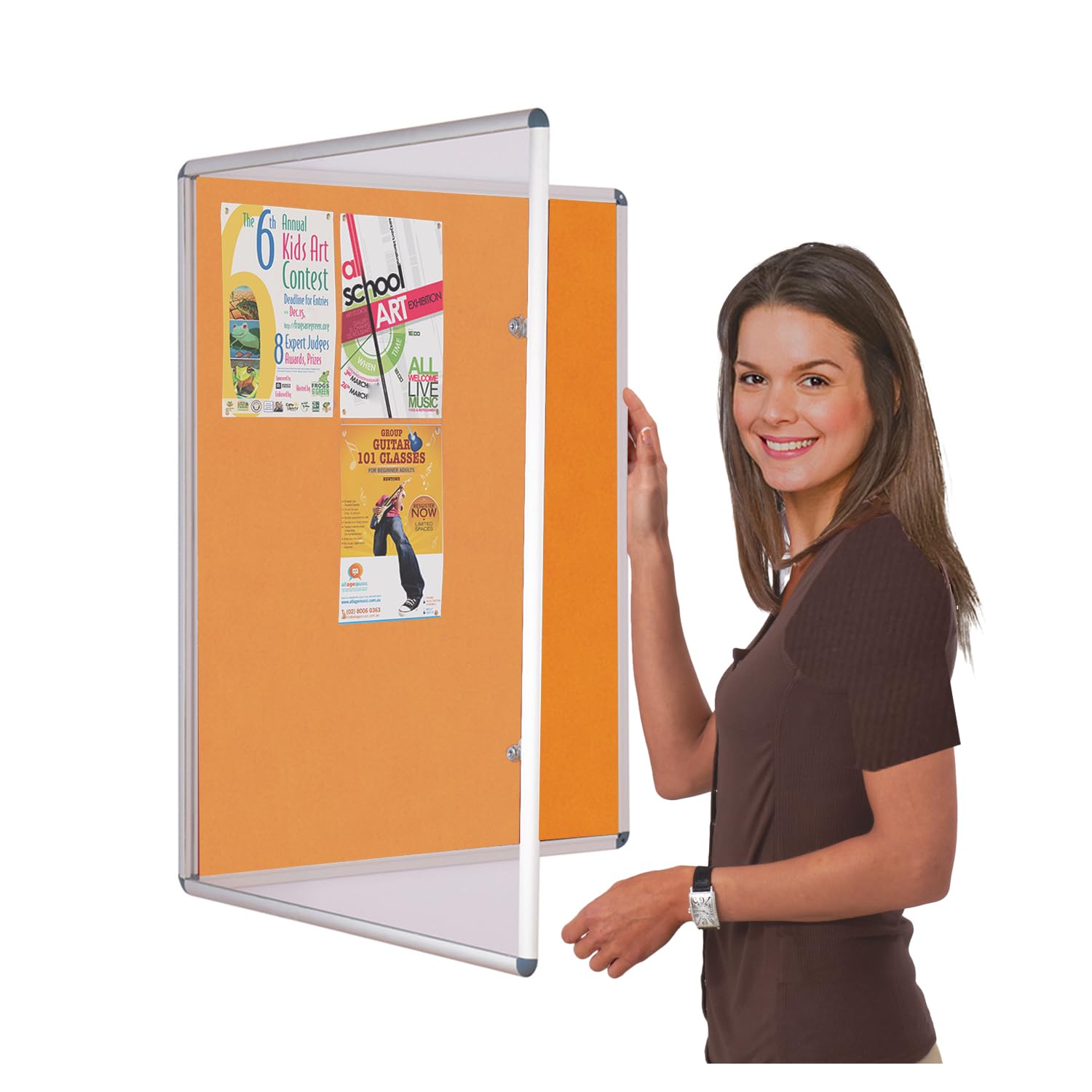 Vibrant Coloured Tamperproof Lockable Noticeboard | 900 x 600 mm | Orange Pinboard | with Double Locks & Keys | Ideal for Office, School Displays, Venues, Family Centres