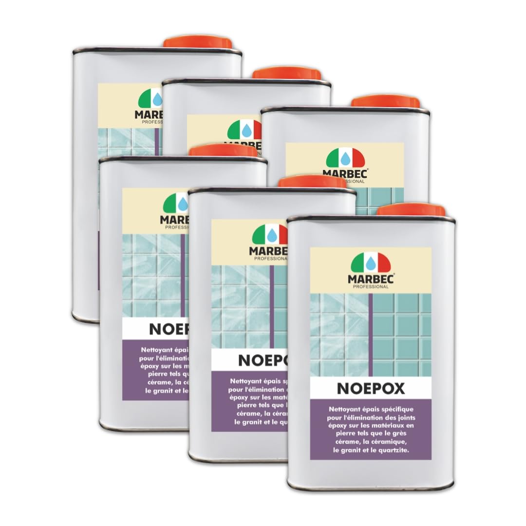 MARBEC NOEPOX 1LTX6Pcs Nettoyant spécifique épaissi pour éliminer les résidus de joints époxy et les taches sur le grès cérame, la céramique, le granit et le quartzite.
