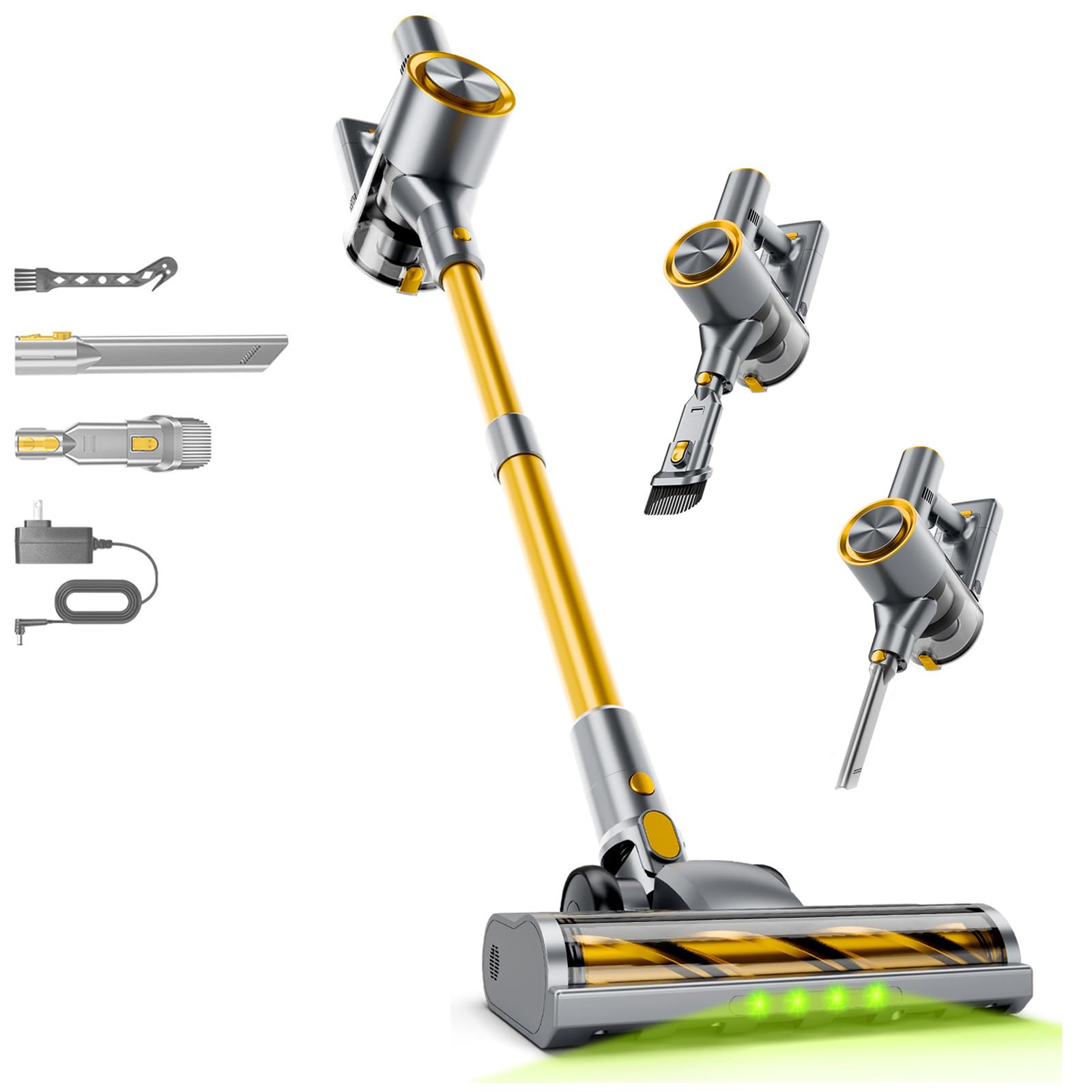 Cordless Stick Vacuum Cleaner - 45KPA Powerful Suction Vacuum with 45 Min Runtime Detachable Battery Anti-Tangle 1 5L
