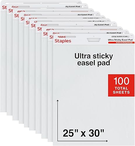 Staples Ultra Sticky Easel Pad 25" x 30", 10 SheetsPad, 10 PadsCarton (ST62839)