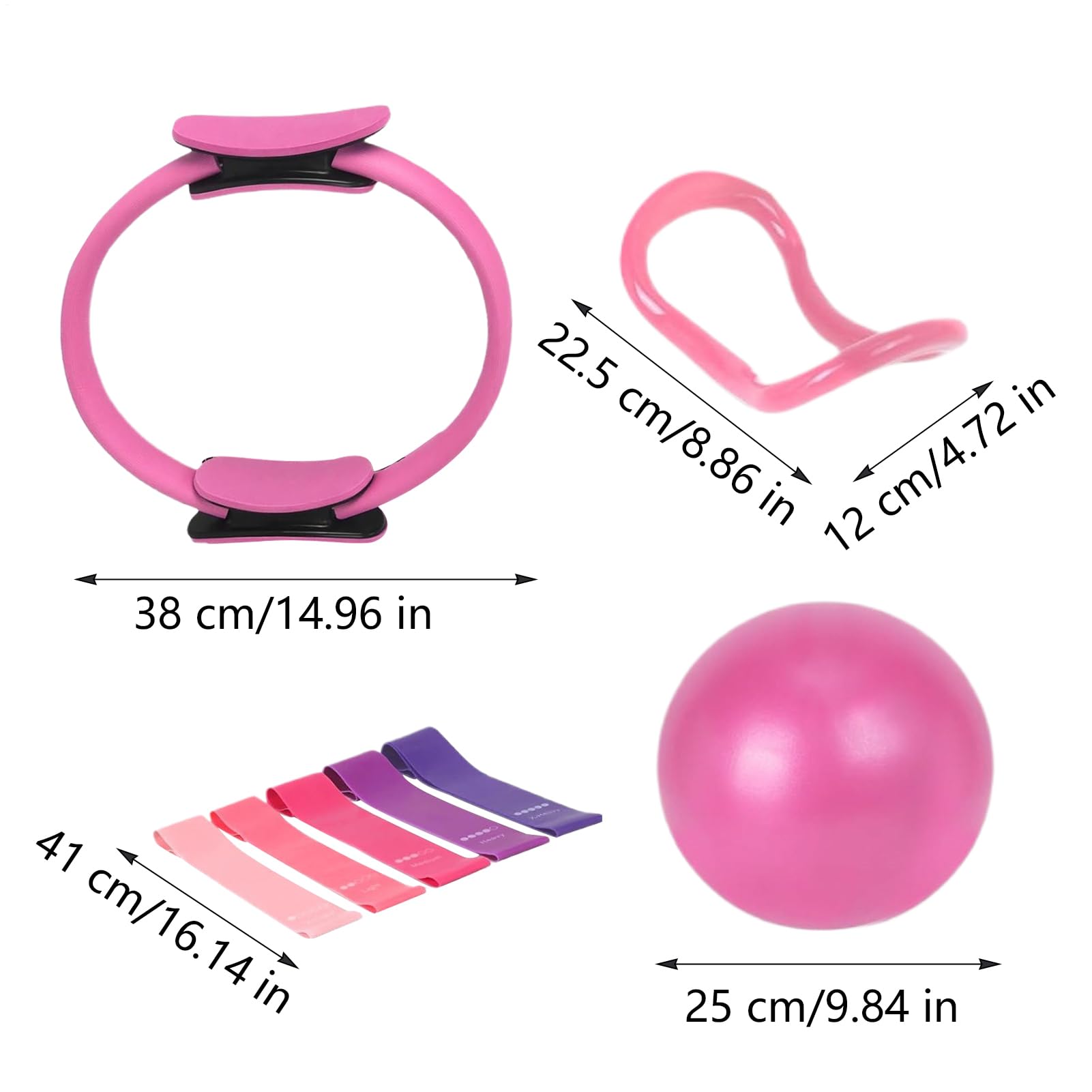 4 Set di Pilates, Pilates e-ssential Kit, Pilato Ring And Ball & Resistance Band & Yoga Ring, Kit di Attrezzatura per Fitness Pilato, per Allenamento per La Casa