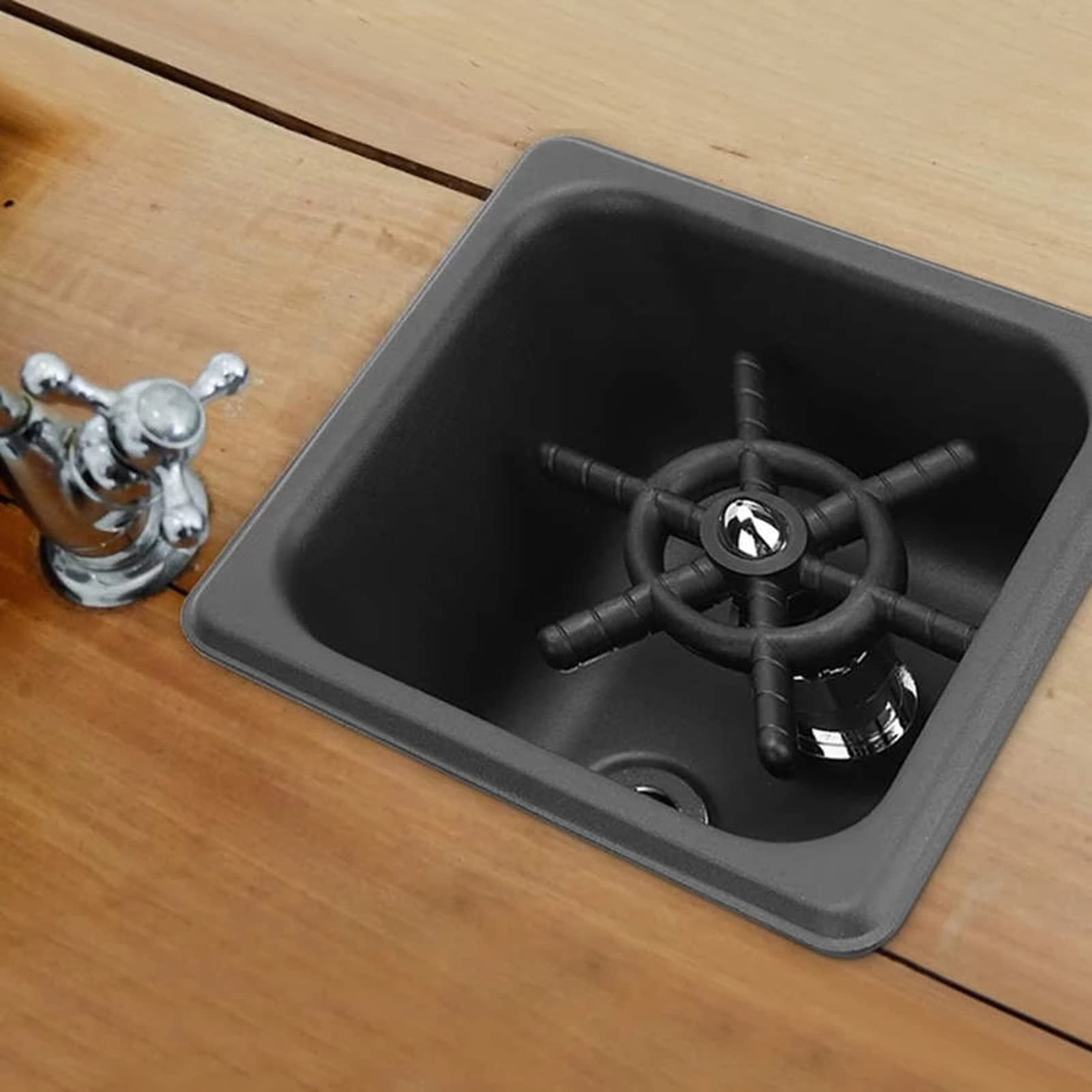Enjuagavasos, Lavavasos Automático de Alta Presión de Acero Inoxidable Lavavasos Fregadero Lavavasos con 2 Mangueras de Agua para Hogar Bar Restaurante Cafetería Hotel (BLACK)
