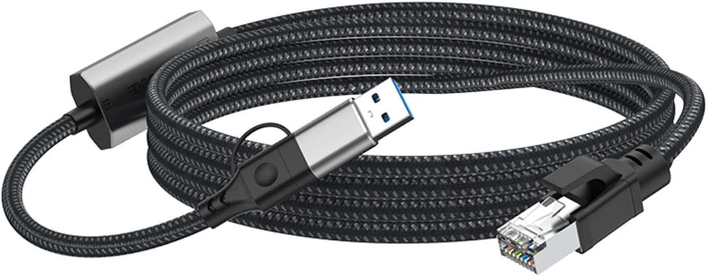 2 in 1 USB c to Ethernet Adapter 1000mbps with Network Cable