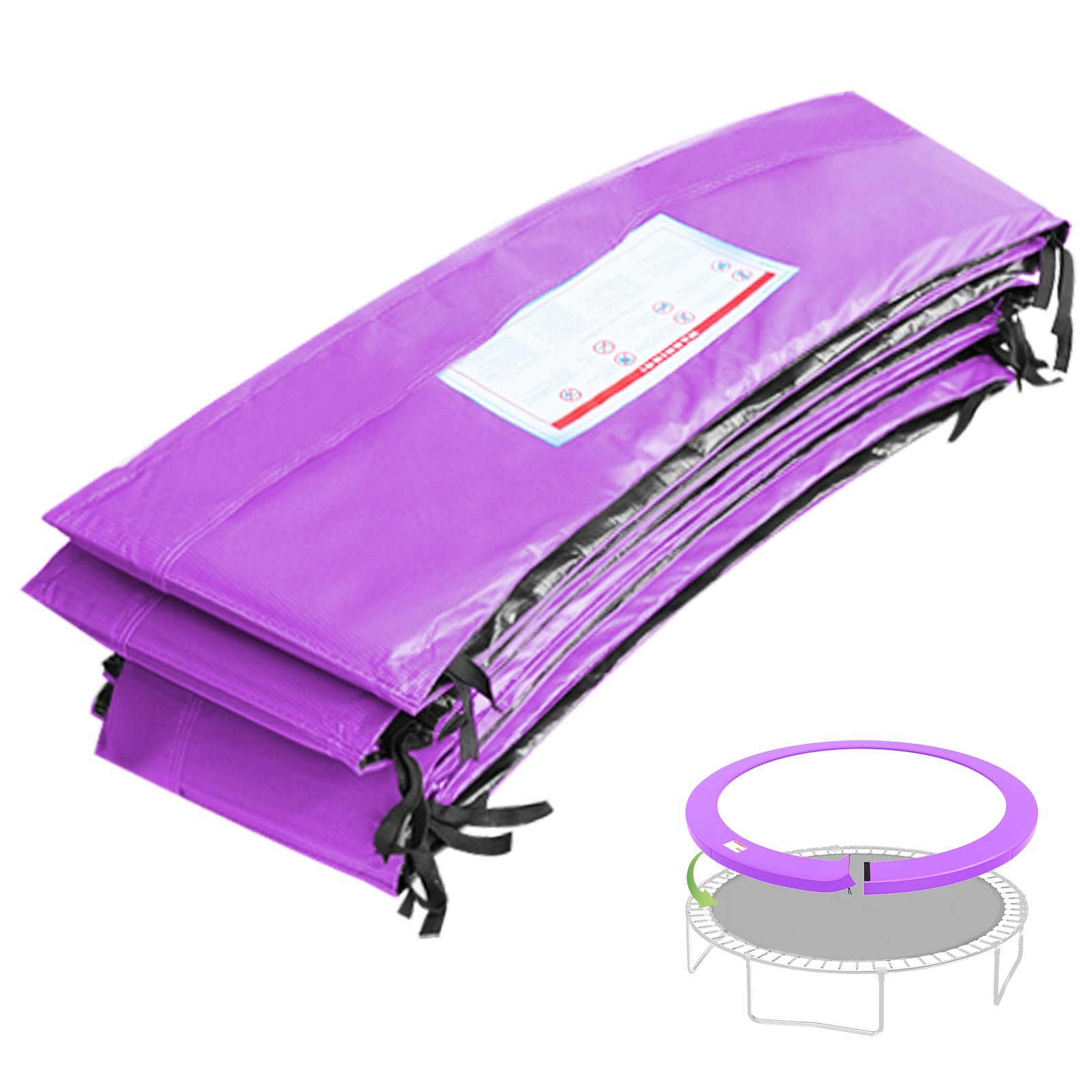 ACWARM HOME 15FT Trampoline Spring Protection Safety Cover Trampoline Pads Replacement Round, Fits 15FT Frames, Water-Resistant Trampolines Accessories, No Holes for Poles, Purple