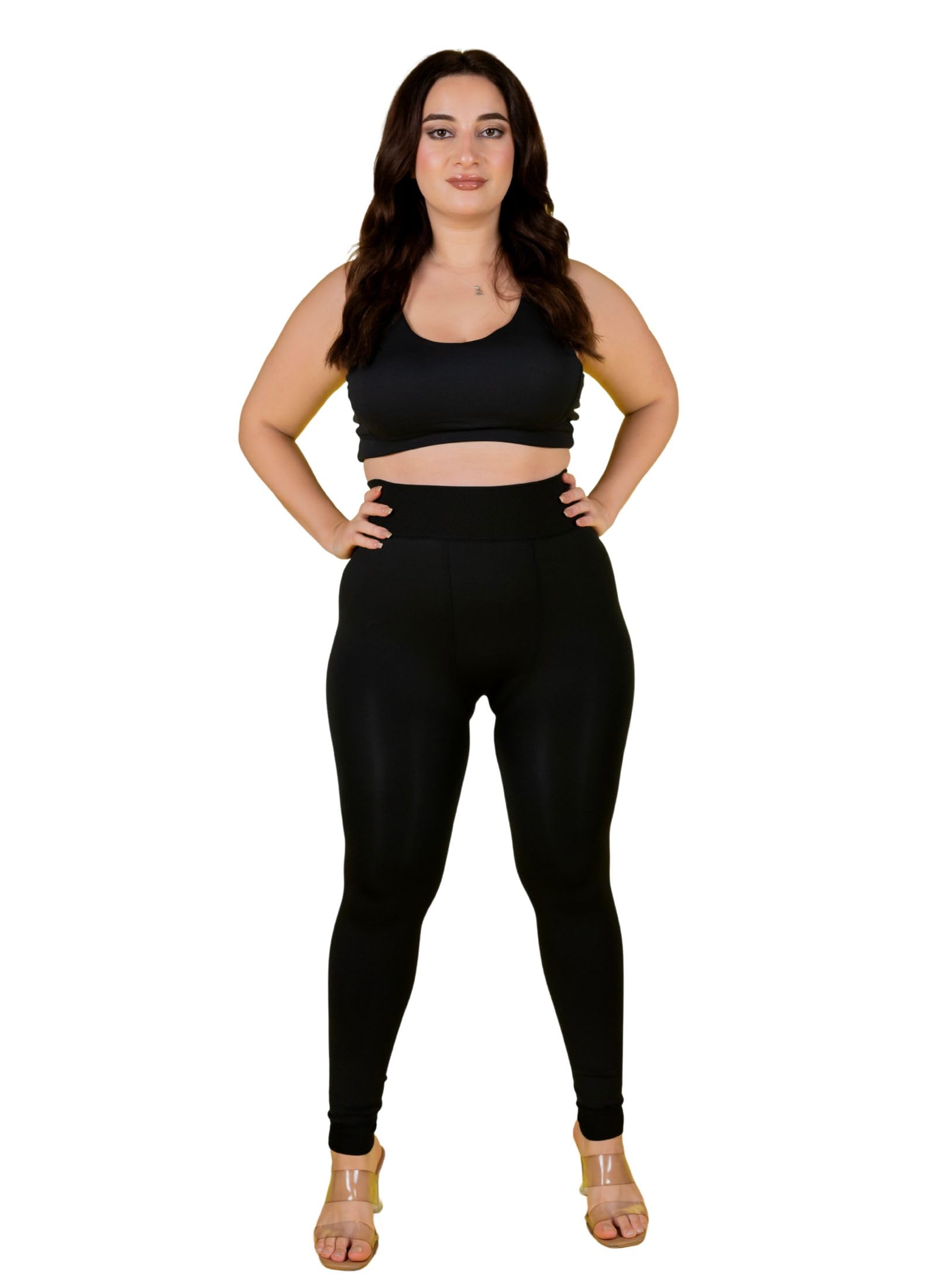 Plus Size stretchable fleece thermal warm footless stockings