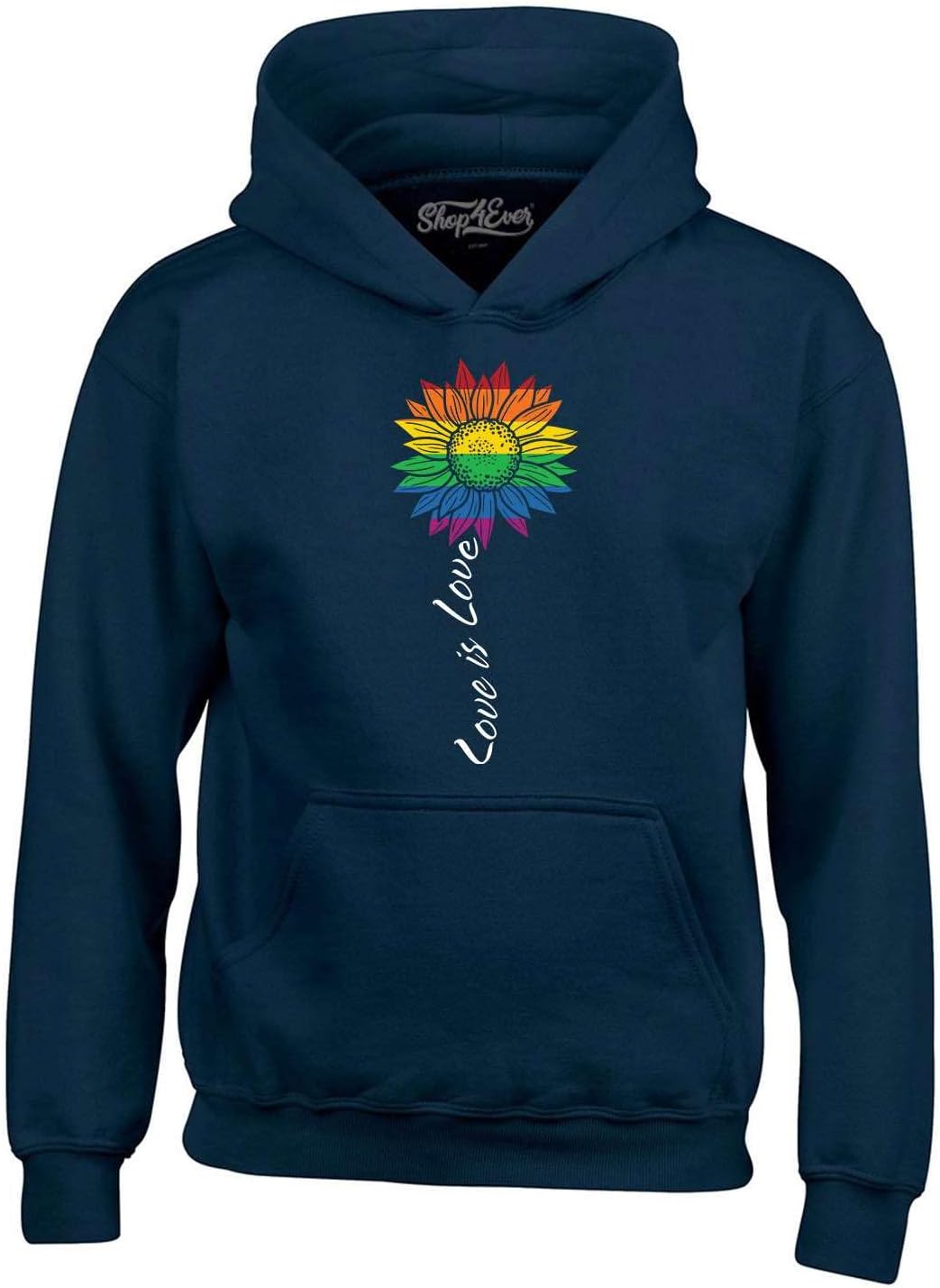 shop4ever® Love is Love Rainbow Flower Gay LGBTQ Pride Hoodie Sweatshirts