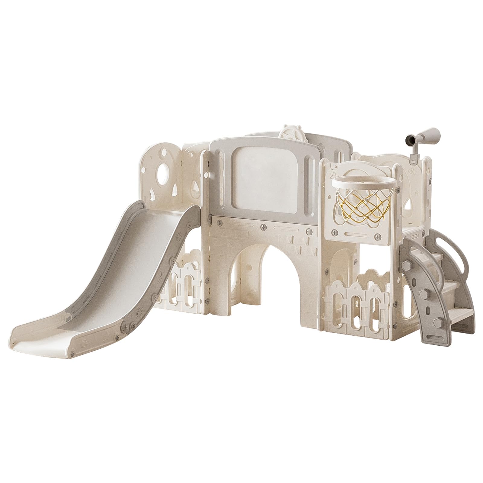 Magic ZC Tobogán para bebés Largo Tobogán Independiente Escalador para niños Centro de Actividades Zona de Juegos Infantil Interior Exterior Equipo de Juegos (XST Aisle Grey White)