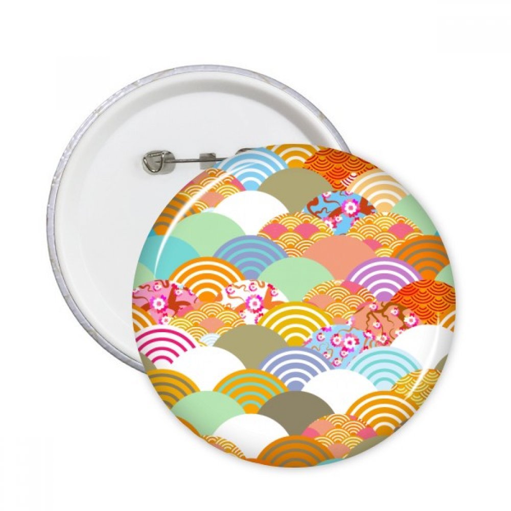 Badge géométrie fleurs japonaises style nippon pour vêtement 5pcs - 3