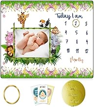 YIMOBRA Milestone Blanket and Props for Baby's |1 to 12 Months |Newborn Ac Room Blanket for Summer, Winter, Bedding (Checkered)