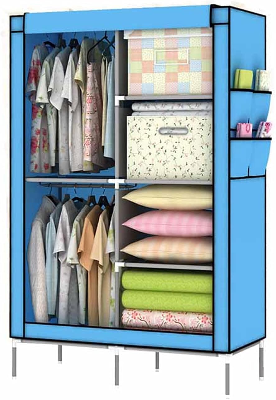 Armario Abierto, Almacenamiento Multifunción, Percha, Puerta Plegable, Armario, Diseño De Almacenamiento Dividido con Rieles para Colgar, Tela Impermeable 175 * 90 * 45 CM